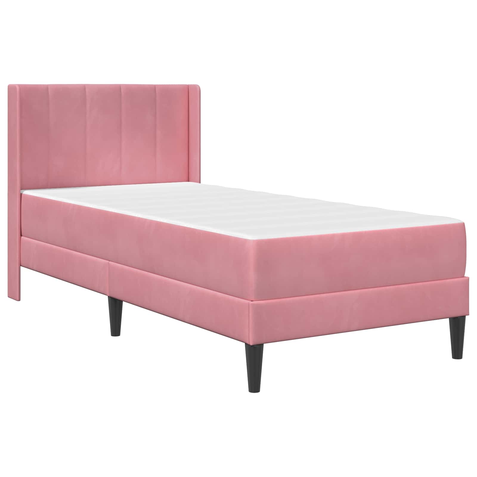 Bettgestell mit Matratze mit Kopfteil Hellgrau 80 x 200 cm Samt