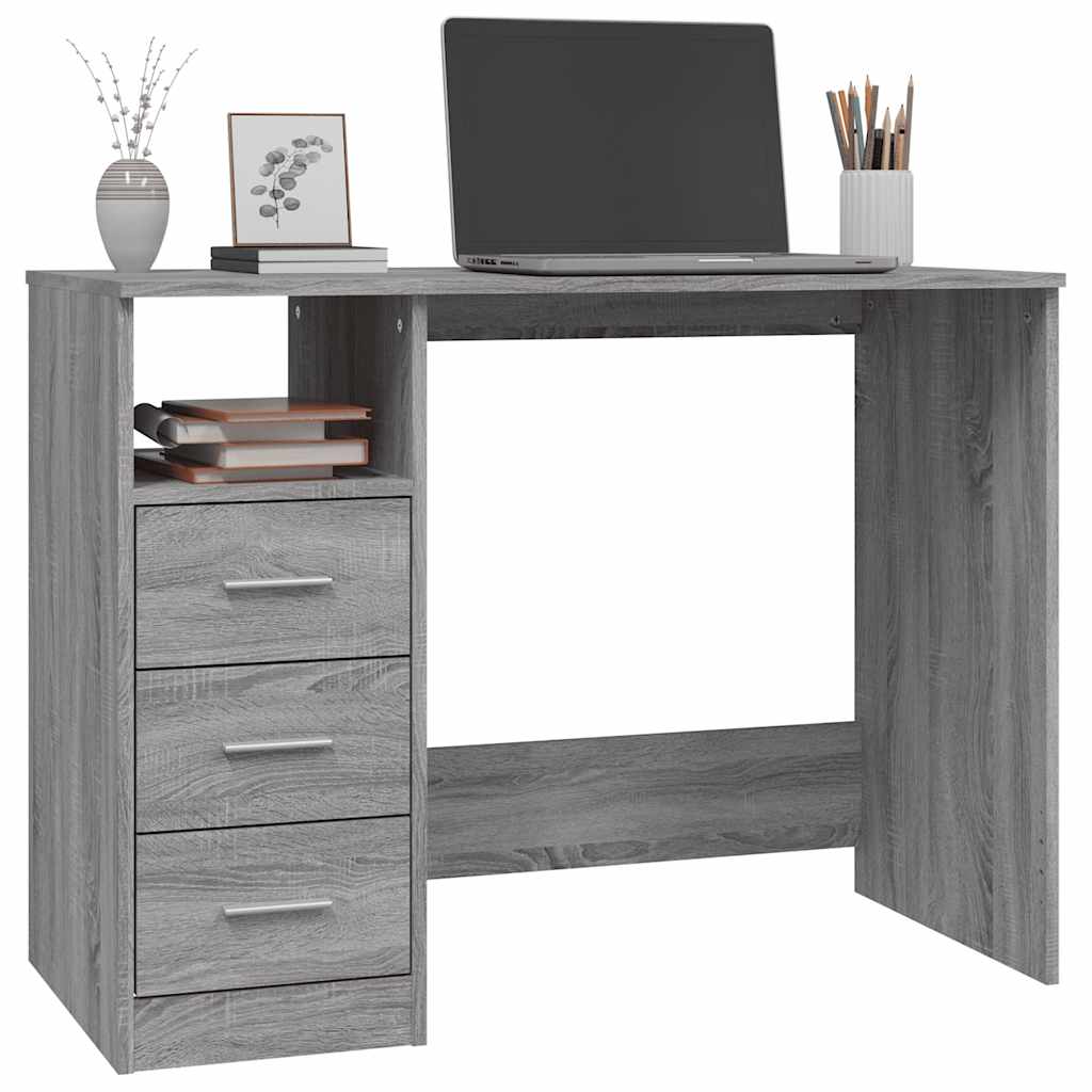 Schreibtisch mit Schubladen Weiß 102x50x76 cm Holzwerkstoff