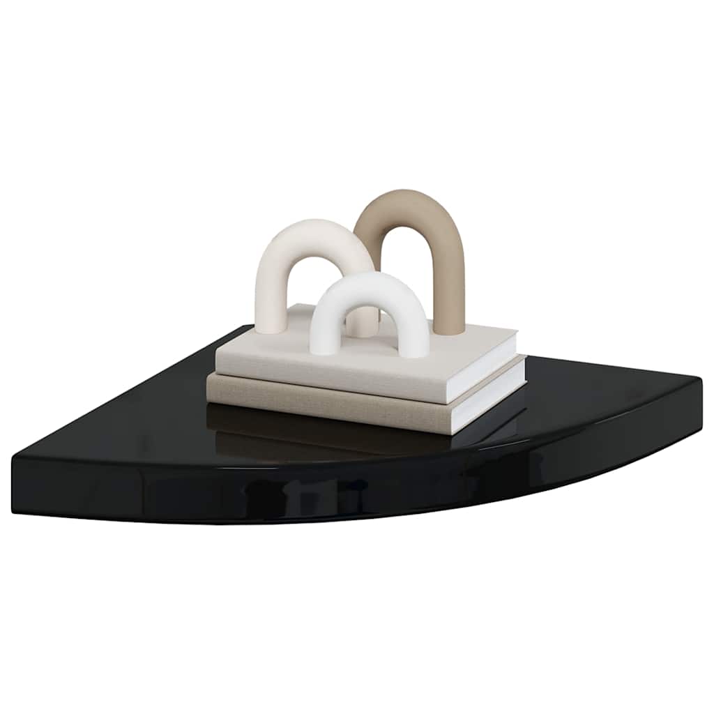 Schwebende Eckregale 2 Stk. Hochglanz-Weiß 25x25x3,8 cm MDF