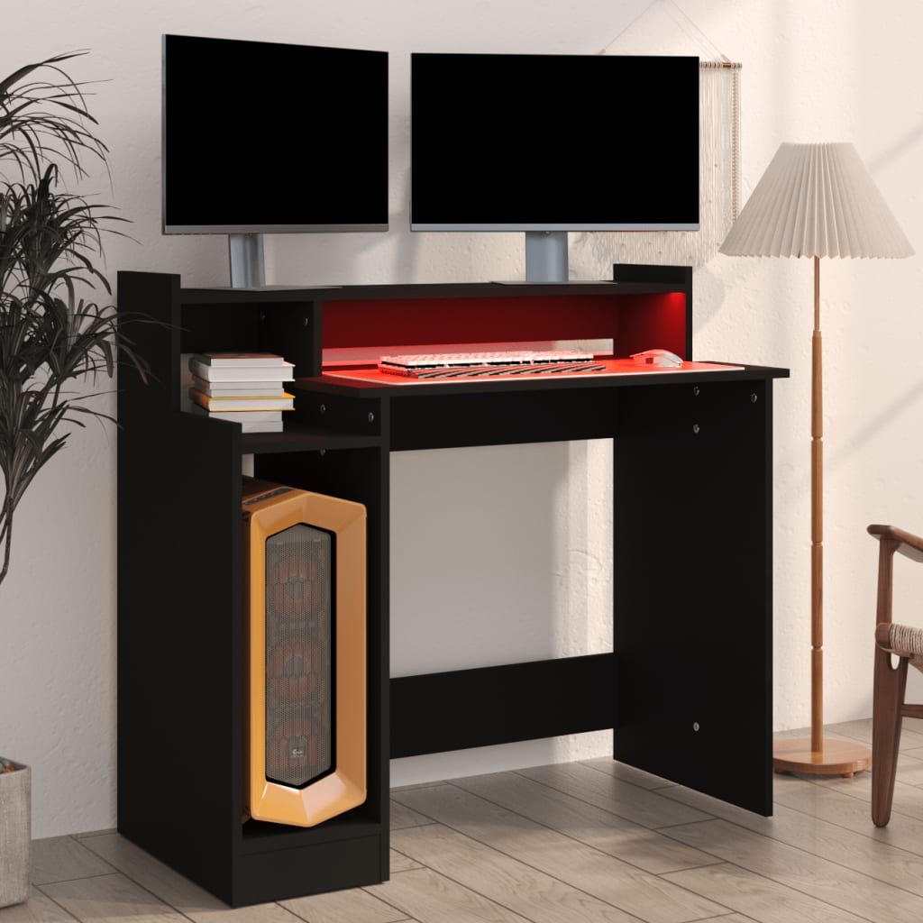 Schreibtisch mit LEDs Weiß 97x45x90 cm Holzwerkstoff