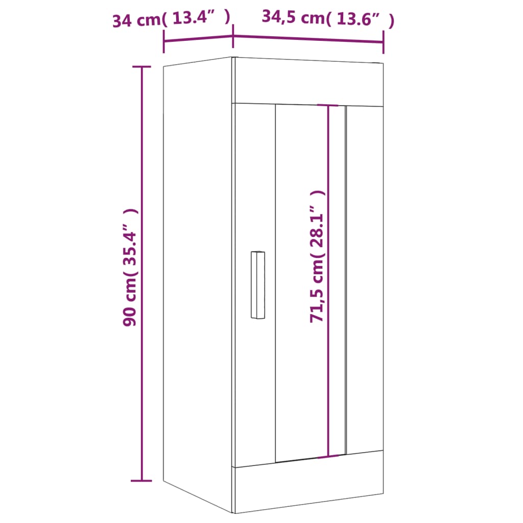 Hängeschrank Weiß 34,5x34x90 cm