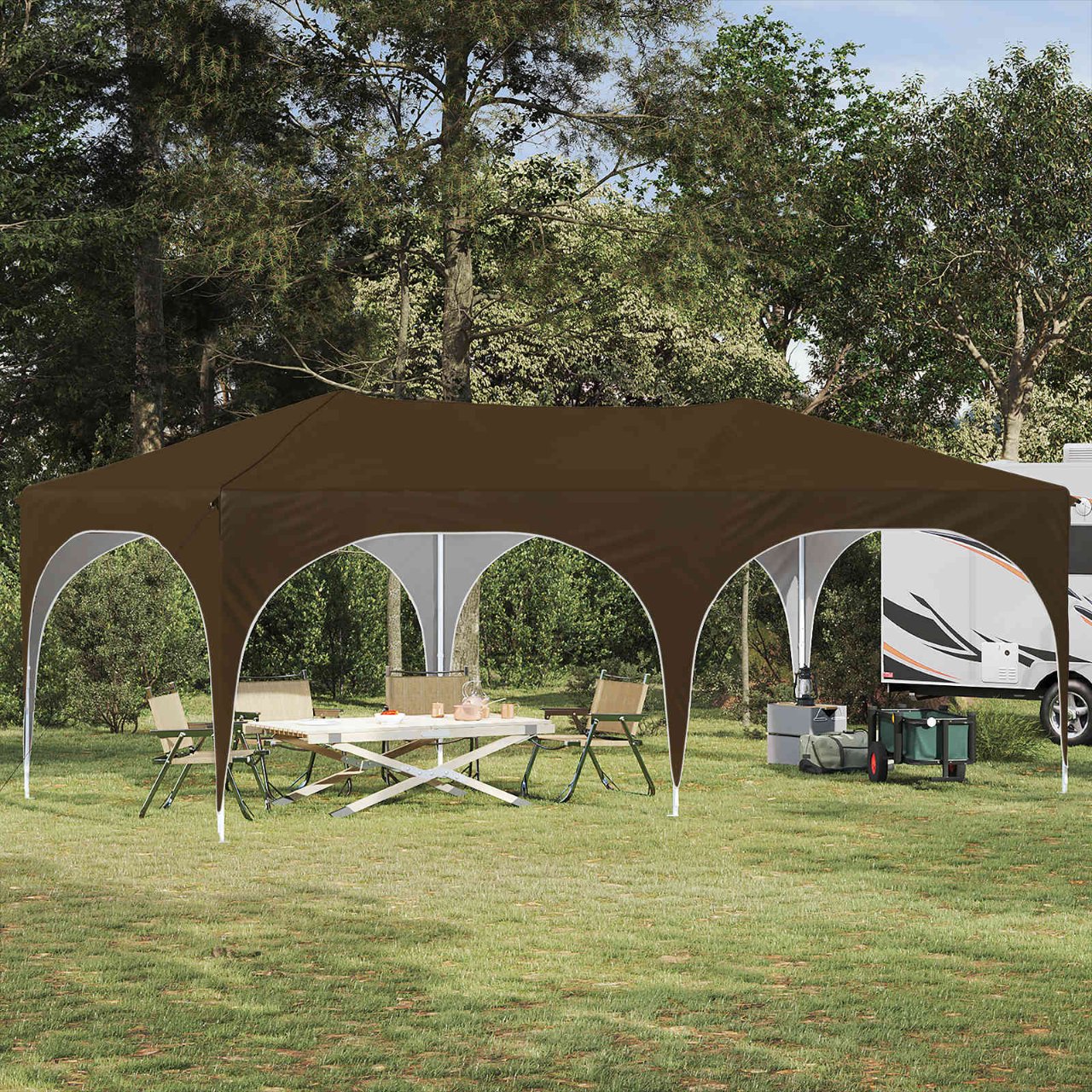 Pop-up Partyzelt 575 x 288 x 245 cm Creme Oxford-Stoff