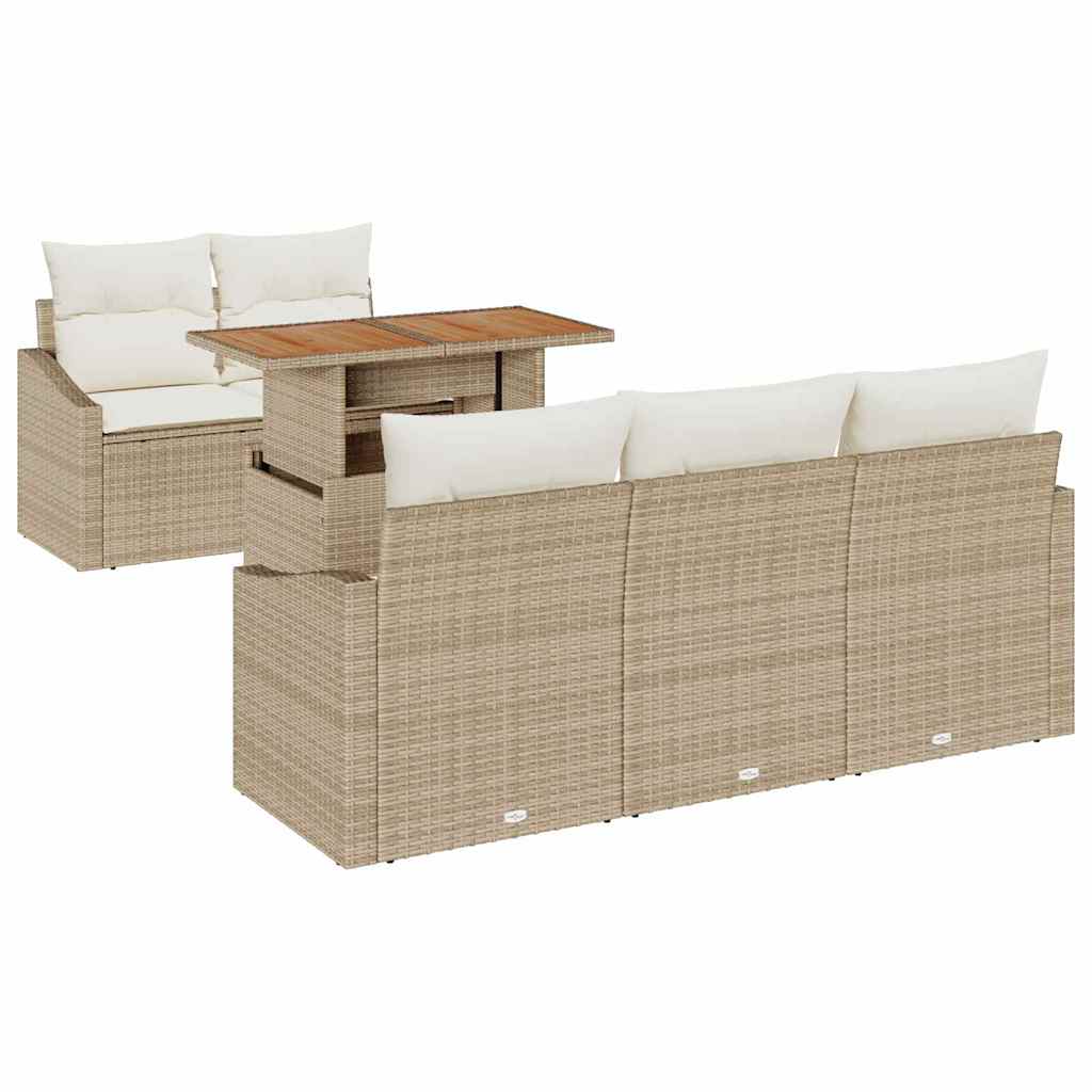 Garten Essgruppe mit Kissen 6 pcs Schwarz und Creme