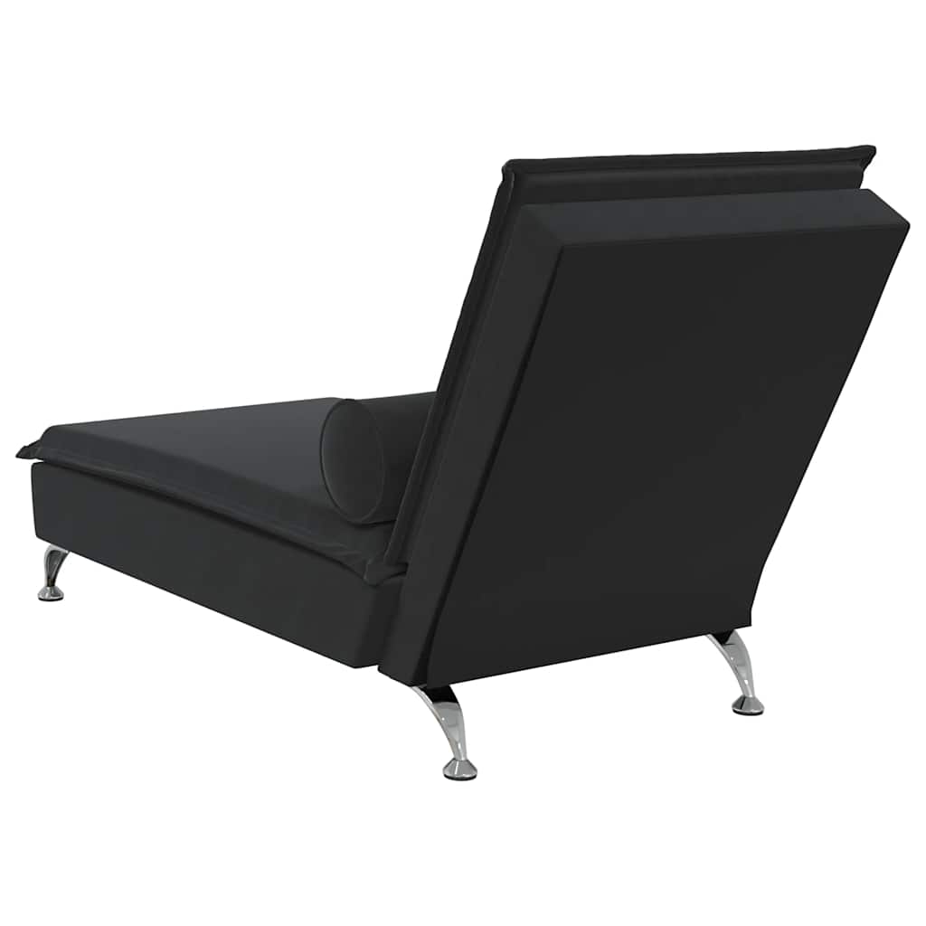 Massage-Chaiselongue mit Nackenrolle Hellgrau Samt
