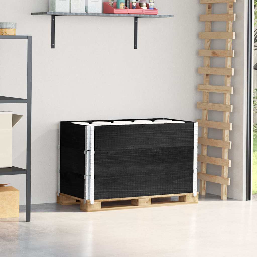 Paletten-Aufsatzrahmen Schwarz 80x60 cm Massivholz Kiefer