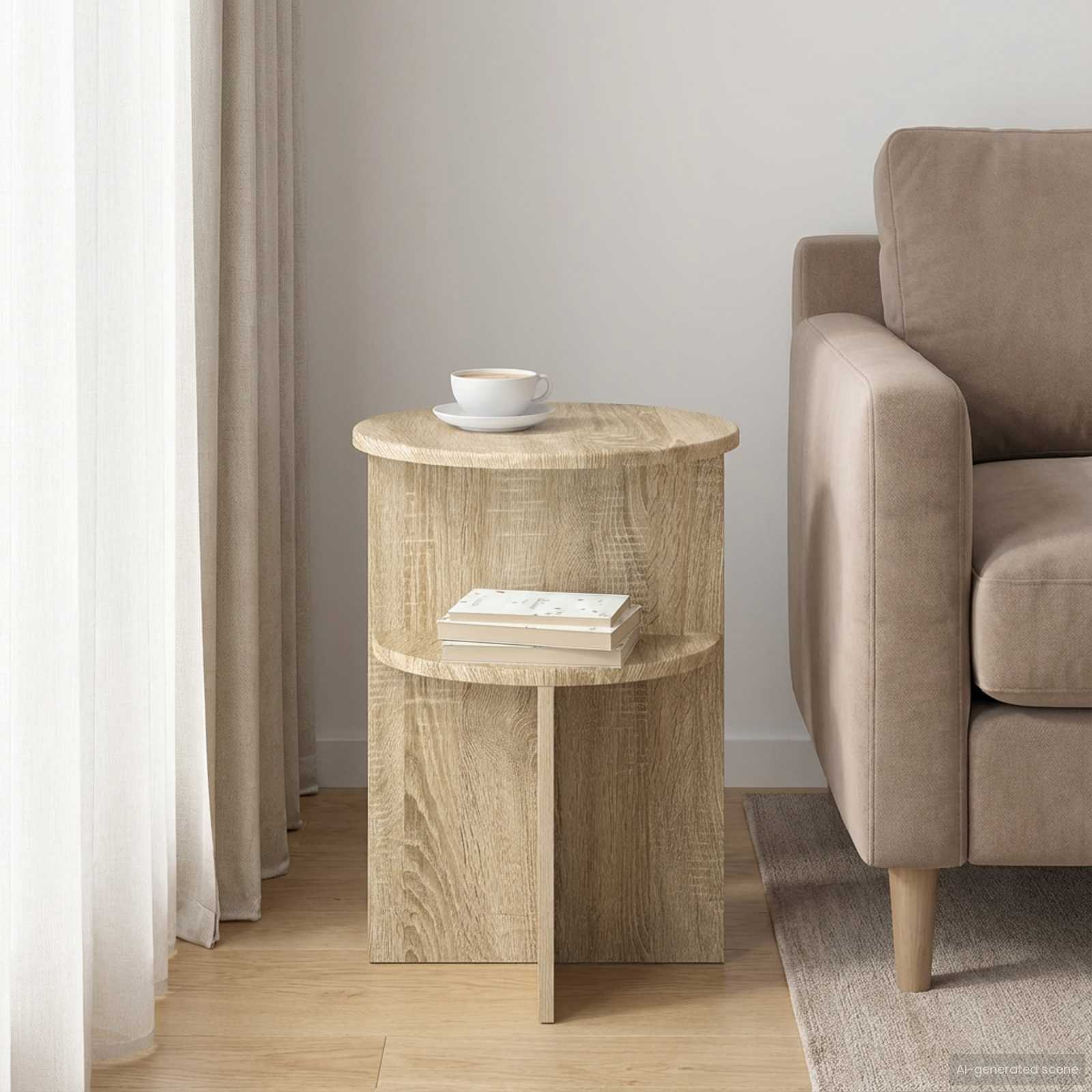 Beistelltisch mit Speicher Weiß Ø 39,5 x 55 cm Holzwerkstoff
