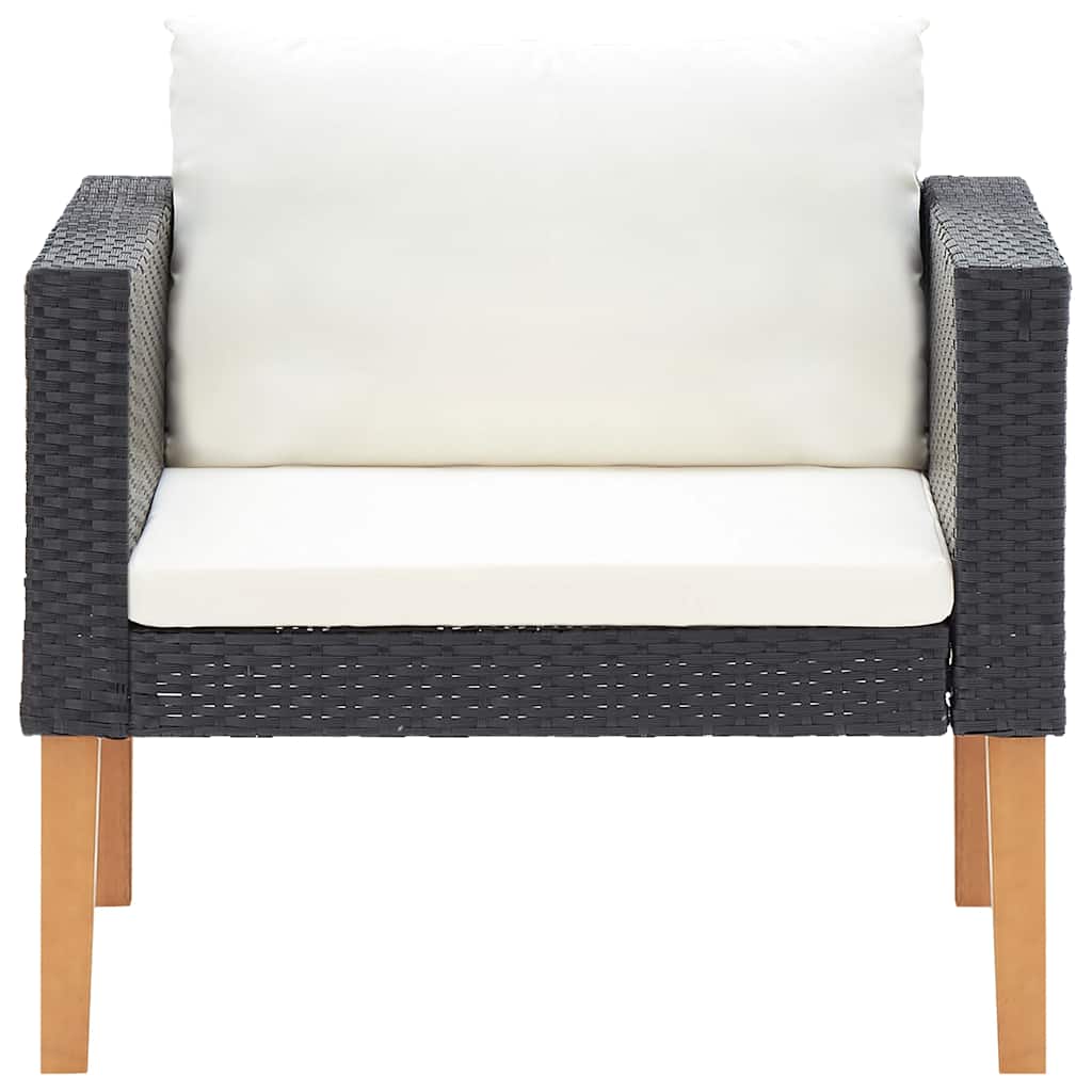 3-Sitzer-Gartensofa mit Auflagen Poly Rattan Beige