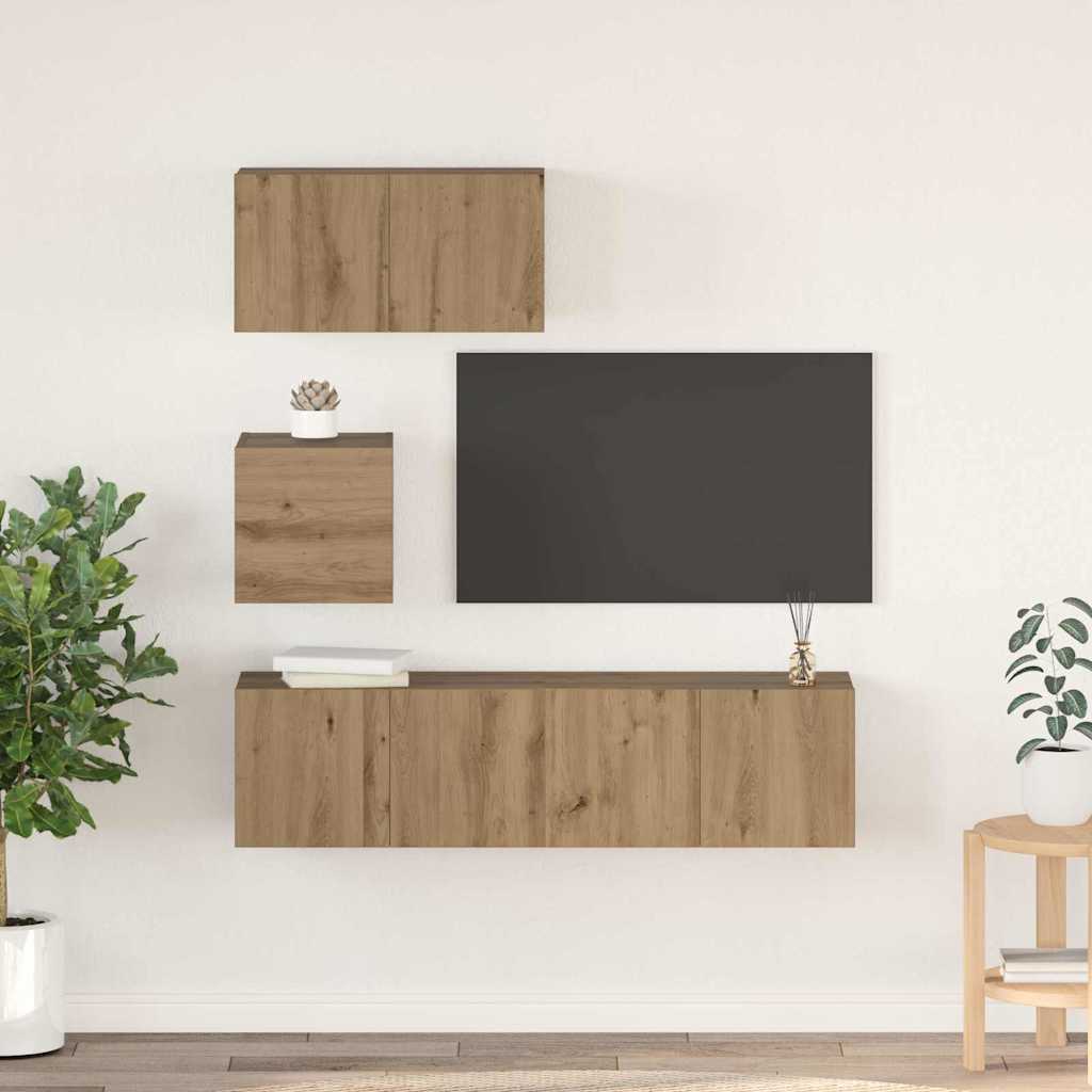 4-tlg. TV-Schrank-Set Weiß Holzwerkstoff