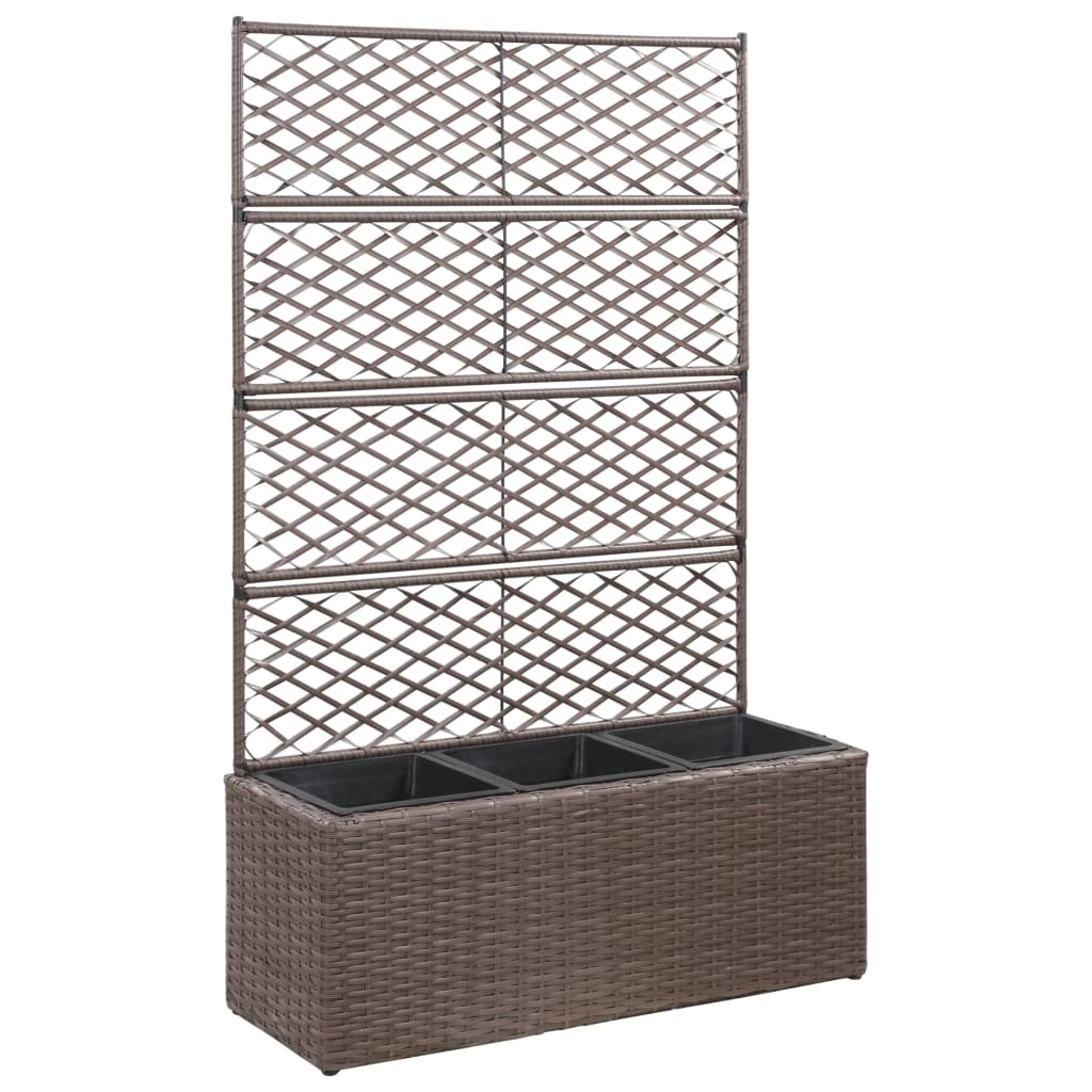 Hochbeet mit Rankgitter 1 Topf 30x30x107cm Poly Rattan Schwarz