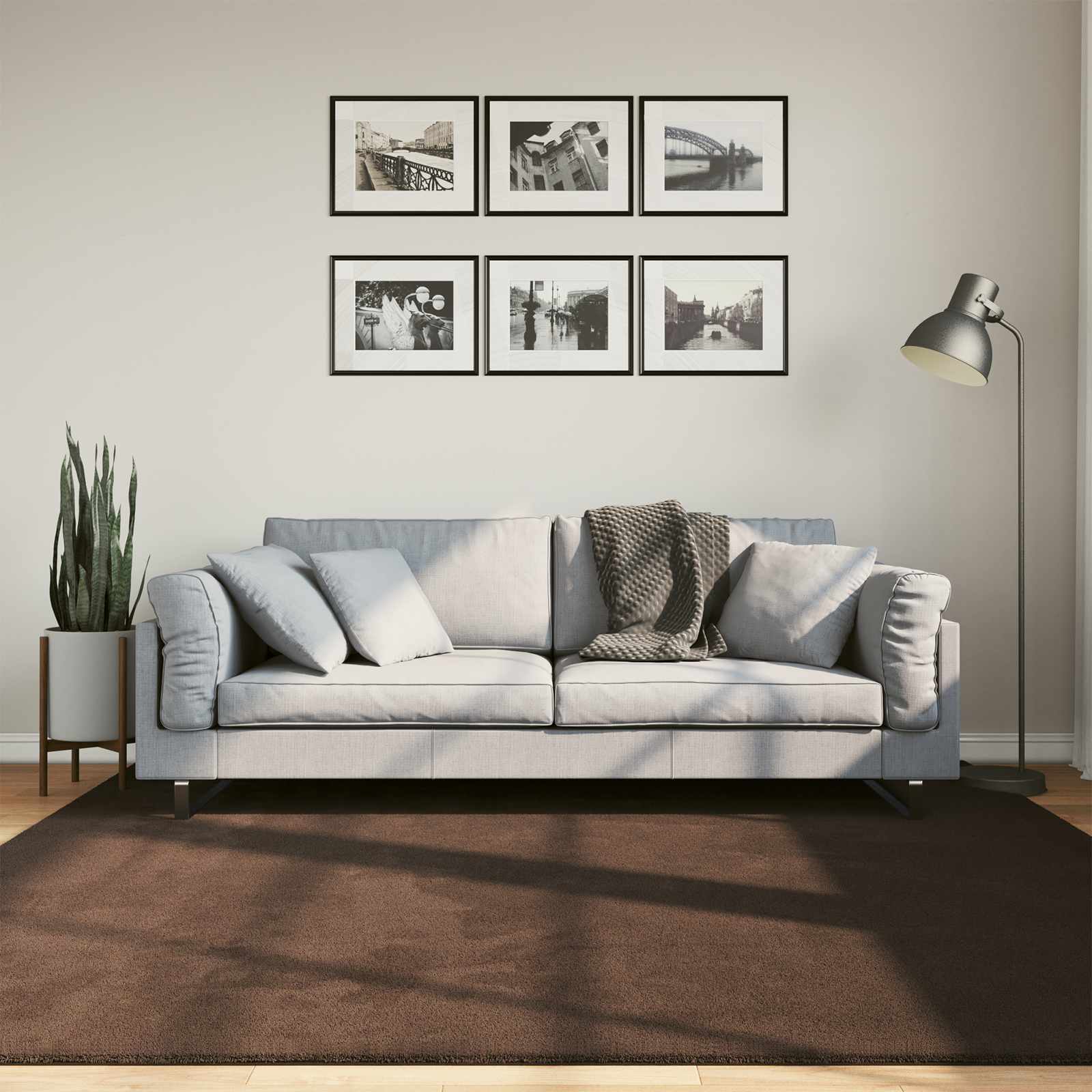 Teppich HUARTE Kurzflor Weich und Waschbar Anthrazit 60x110 cm