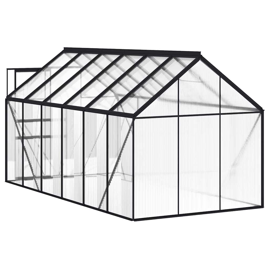 Gewächshaus mit Fundament Anthrazit Aluminium 3,61 m²
