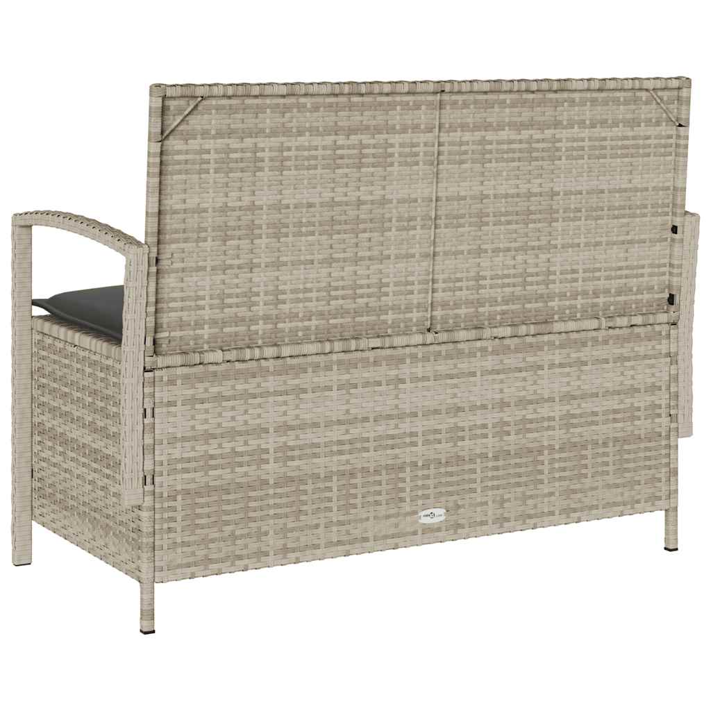 Gartenbank mit Stauraum und Kissen Schwarz Poly Rattan