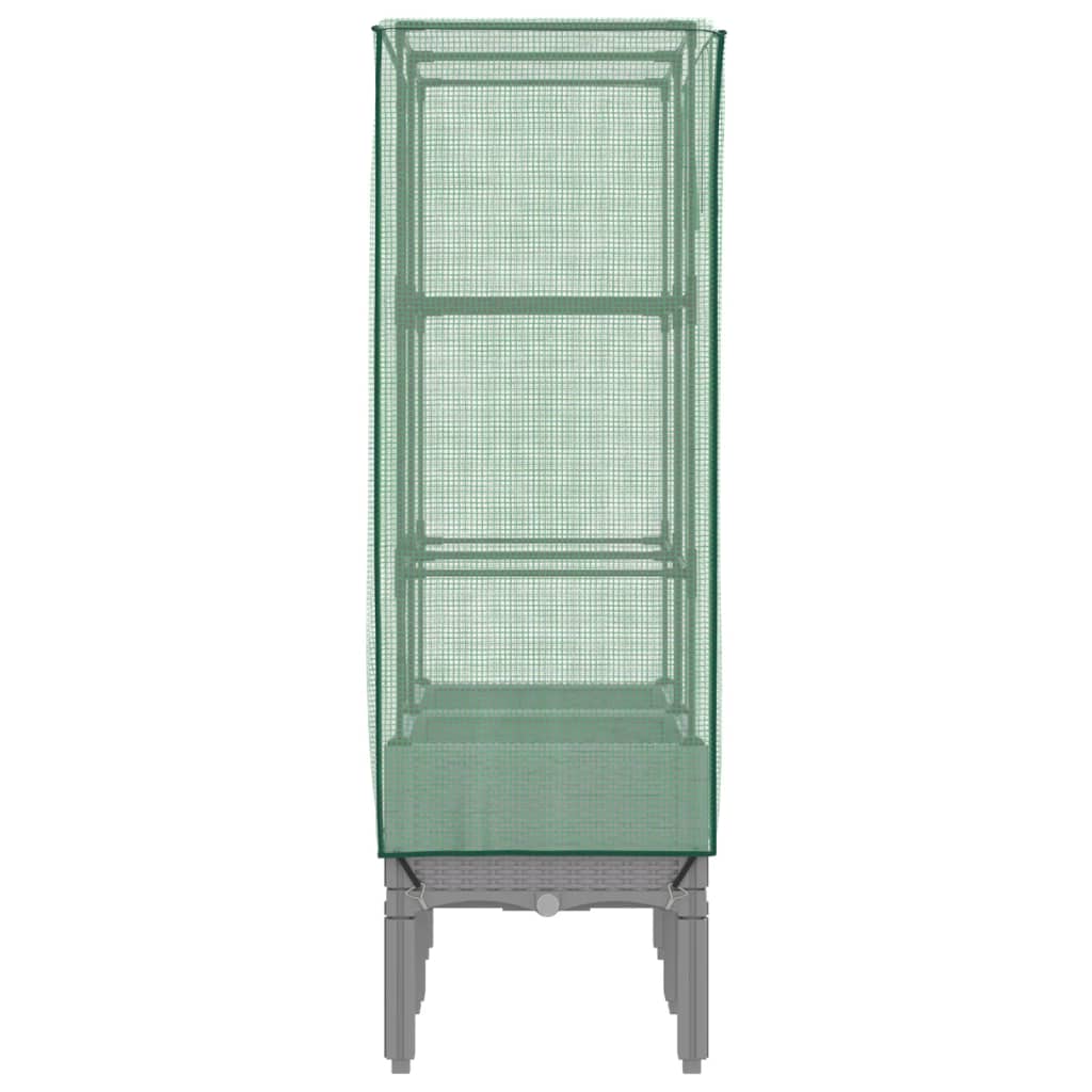 Hochbeet mit Gewächshaus-Aufsatz Rattan-Optik 40x40x140 cm