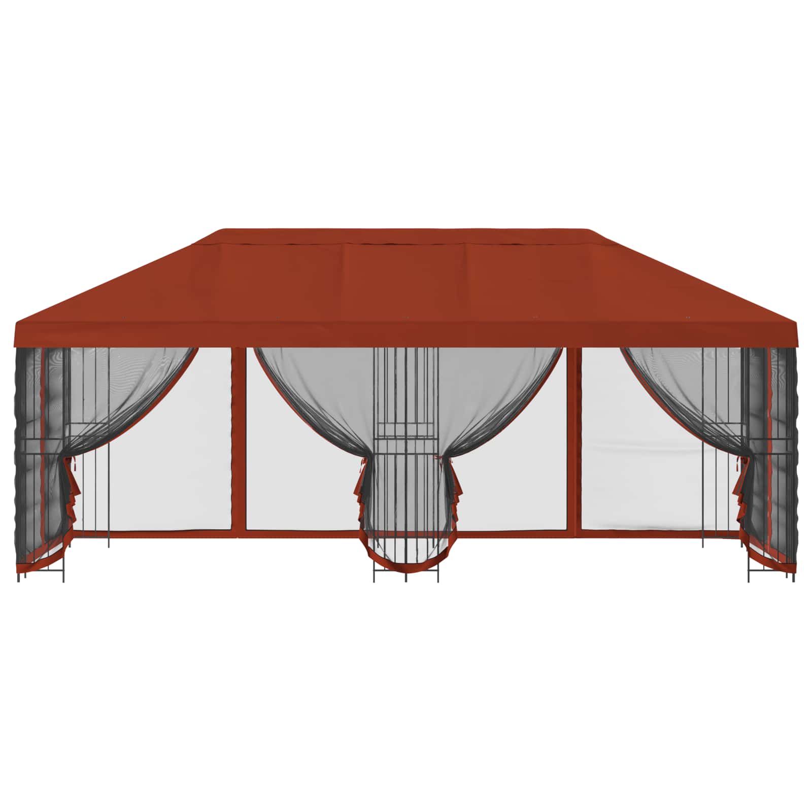 Pavillon mit Seitenwänden 6 x 3 m Beige Polyester und Stahl 190