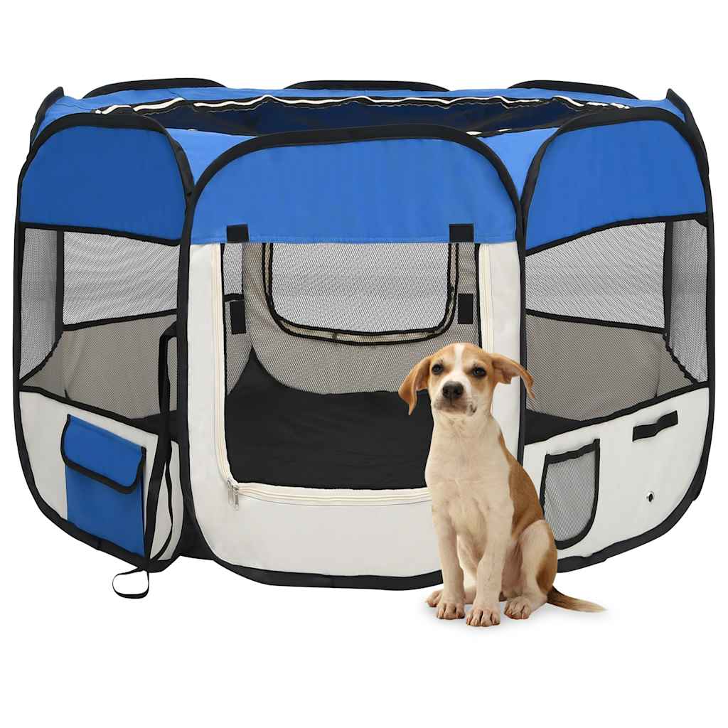 Faltbarer Welpenlaufstall mit Tragetasche Schwarz 90x90x58 cm