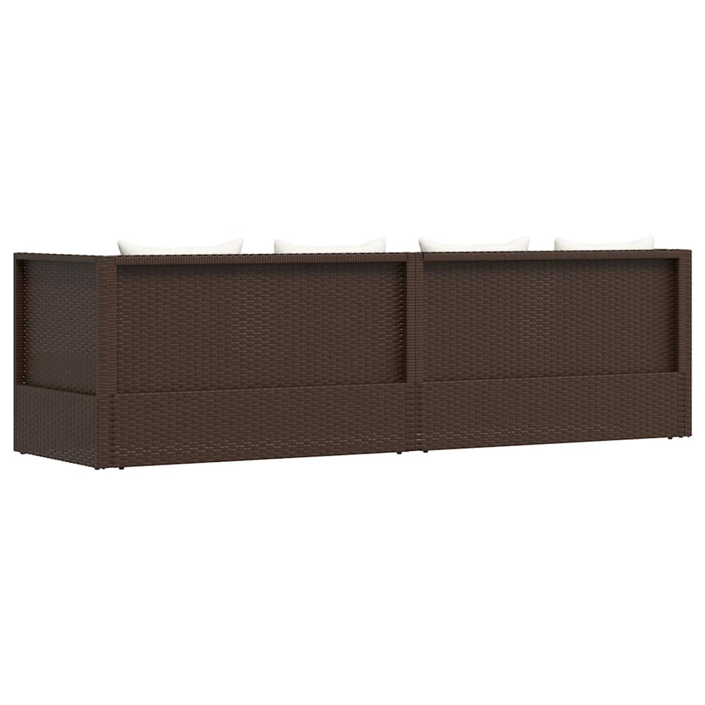 Garten-Sofabett 200x60 cm Poly Rattan Grau