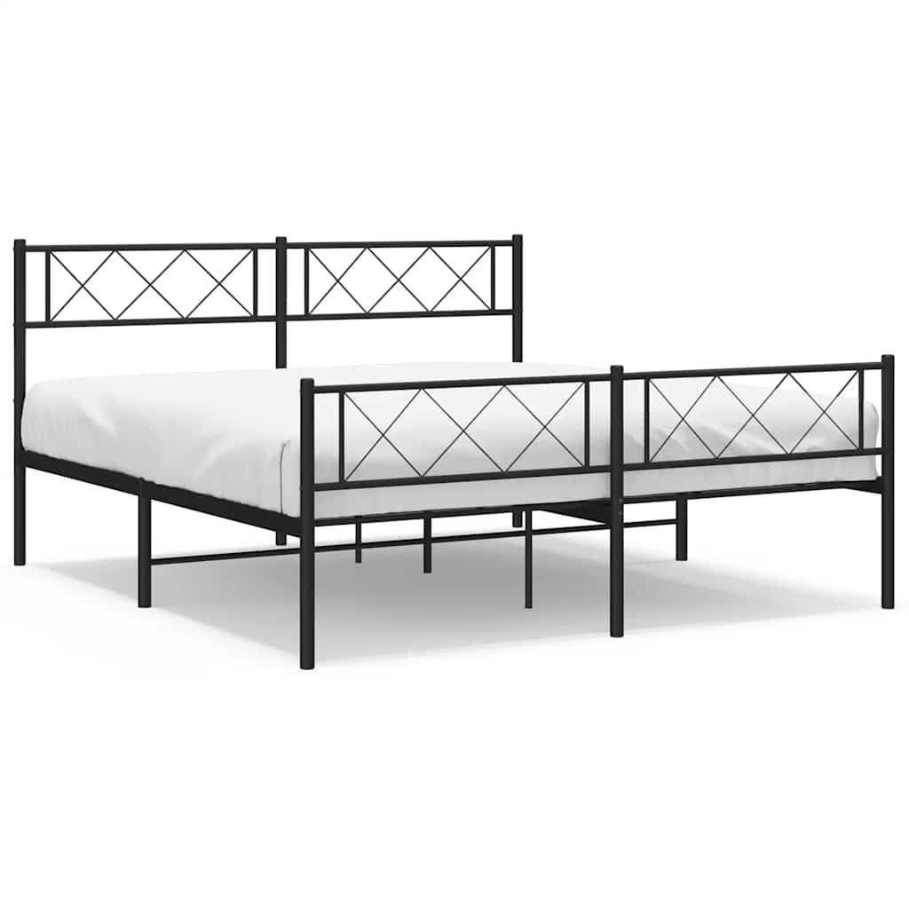 Bettgestell mit Kopfteil Metall Schwarz 100x190 cm