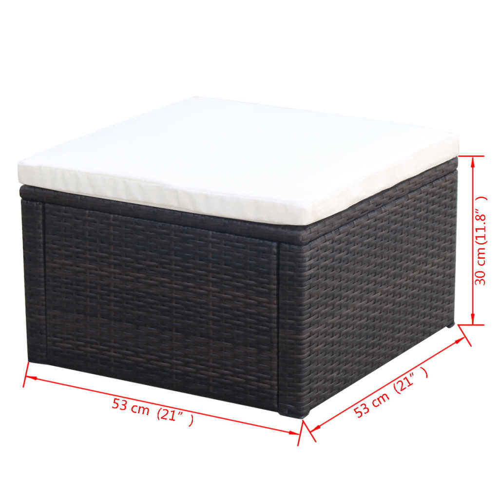 Outdoor-Fußhocker mit Kissen Grau Polyrattan