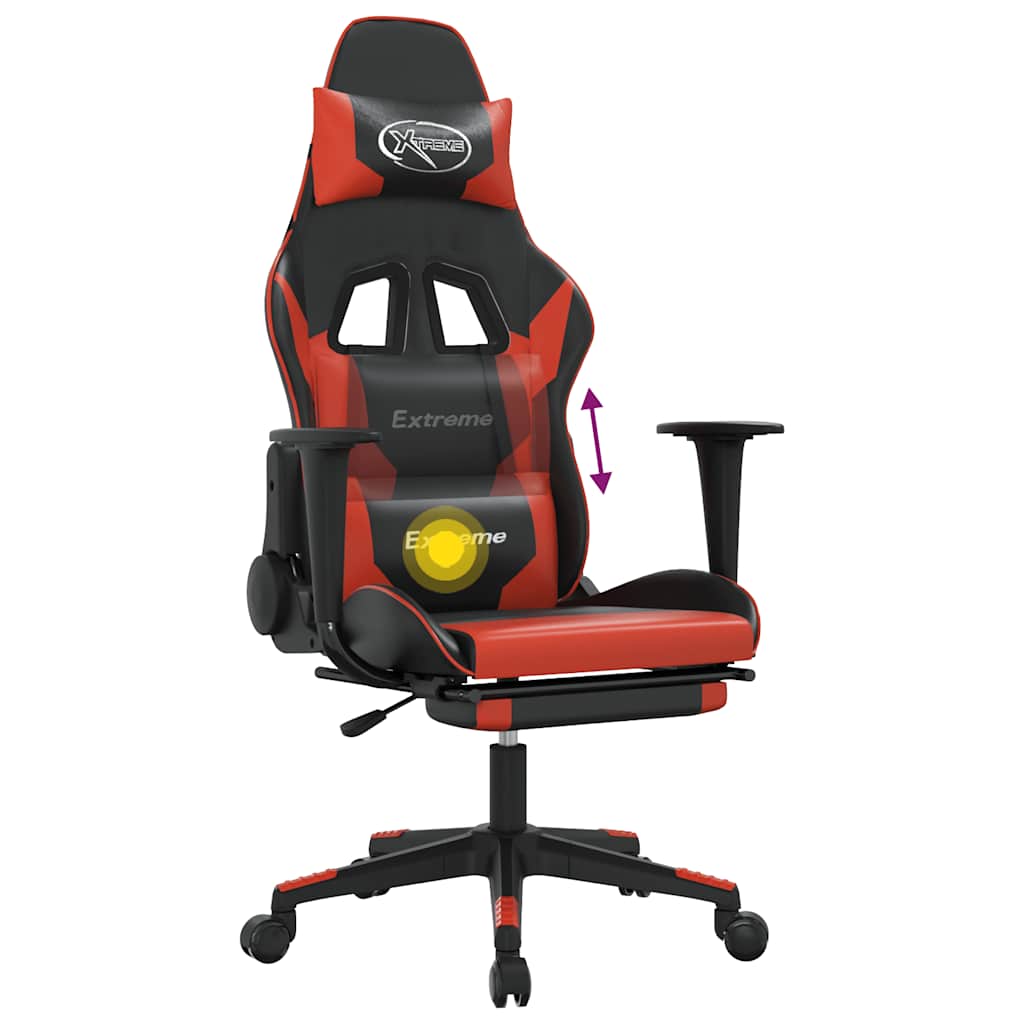 Gaming-Stuhl mit Massagefunktion Schwarz und Blau Kunstleder