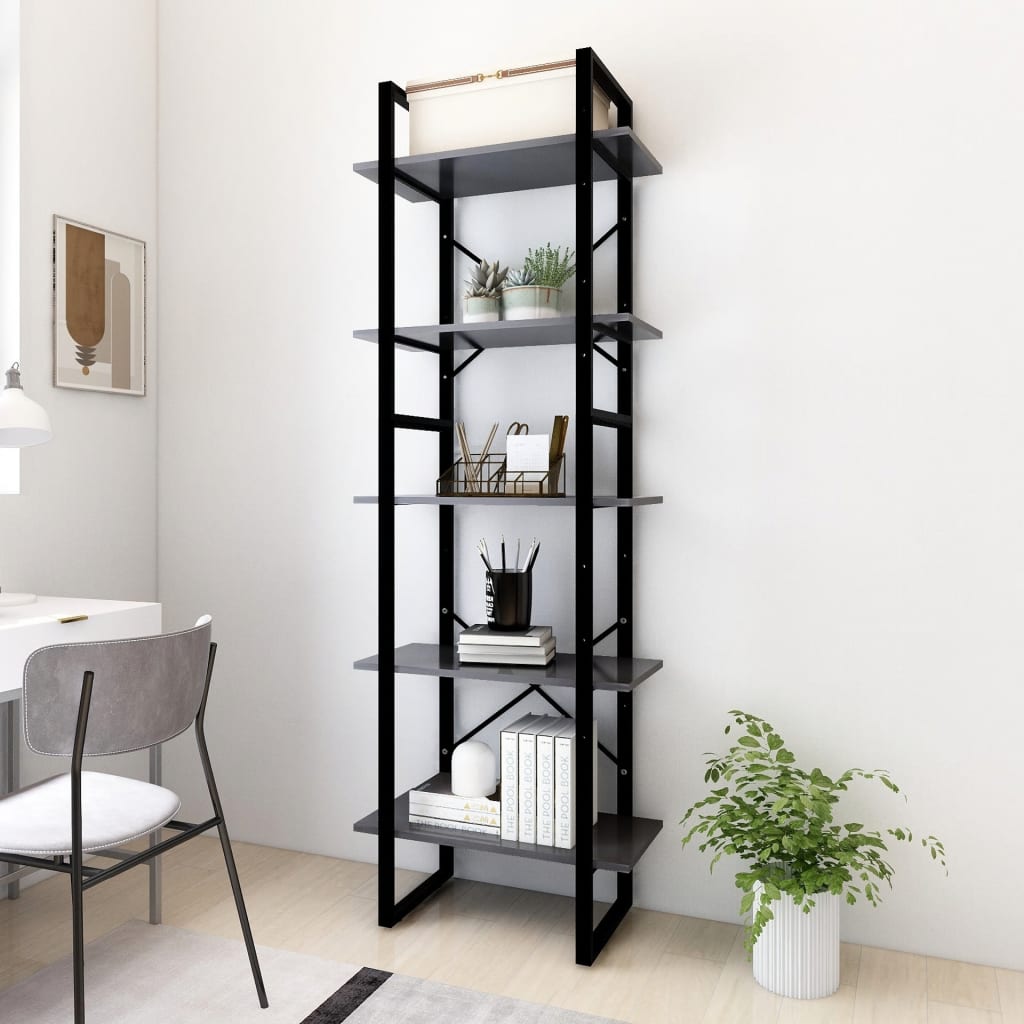 Bücherregal 5 Fächer Weiß 40x30x175 cm Holzwerkstoff