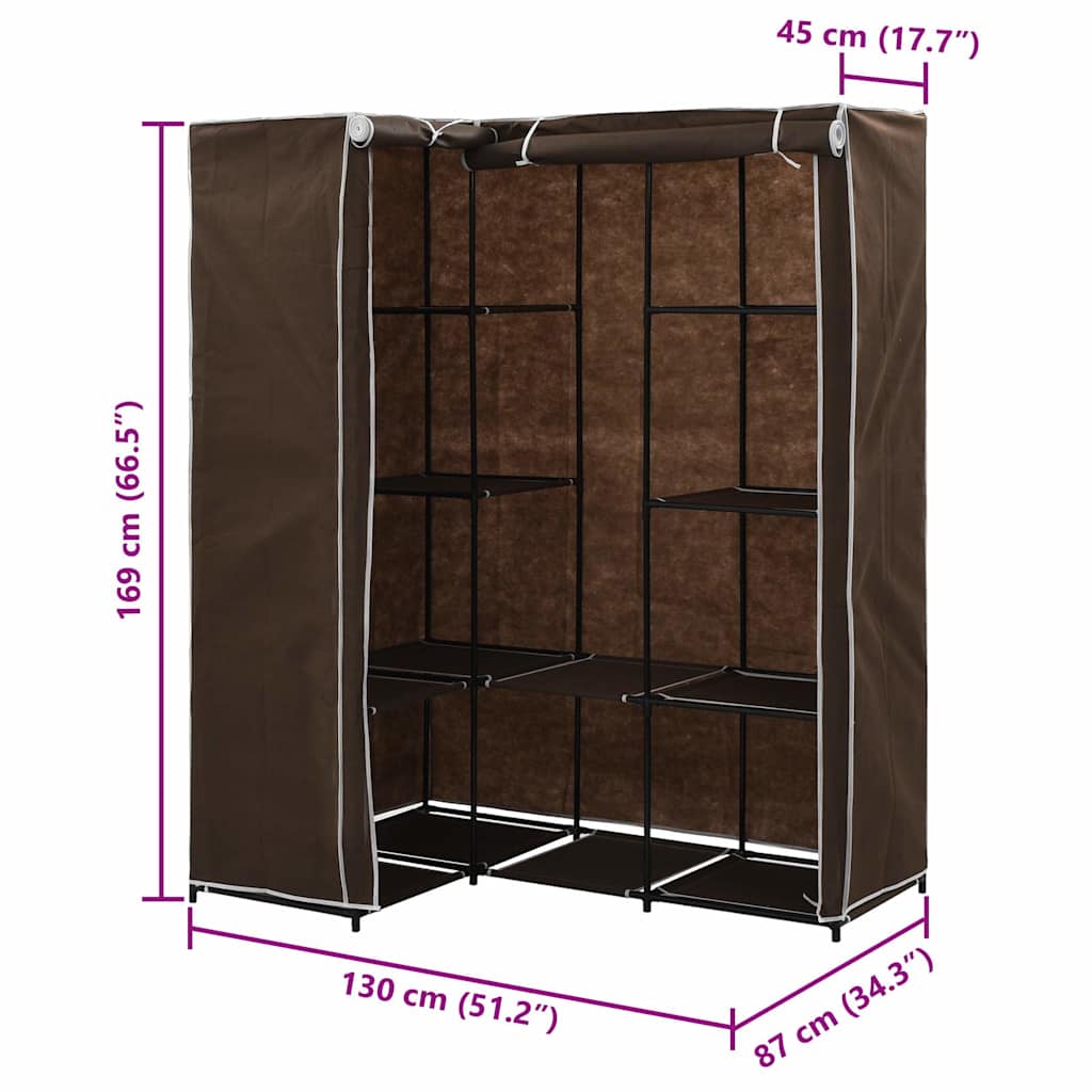 Eckkleiderschrank Schwarz 130 x 87 x 169 cm