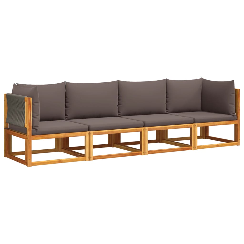 6-tlg. Gartensofa-Set mit Kissen Holz Akazie & Seil
