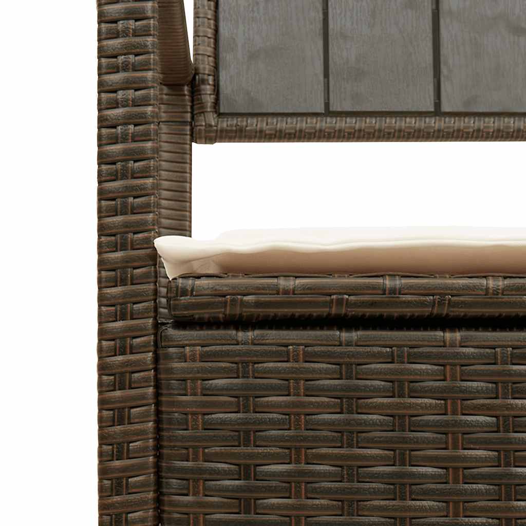 Gartenbank mit Stauraum und Kissen Schwarz Poly Rattan