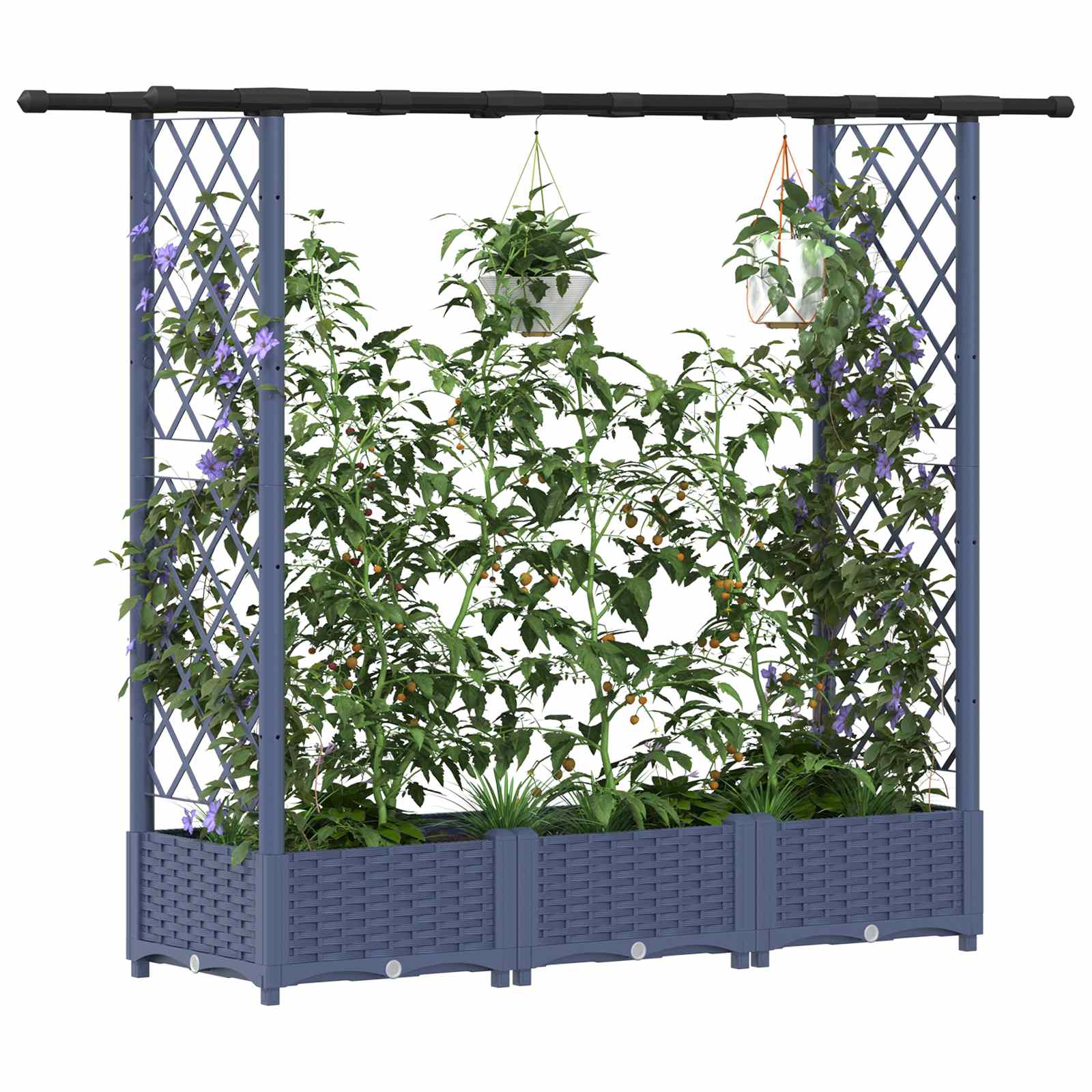 Hochbeet mit Rankgitter und Dach Braun 124 x 40 x 123 cm PP