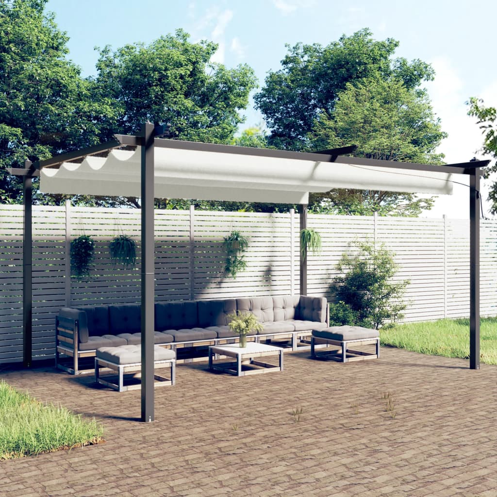 Pavillon mit Ausziehbarem Dach 3x3 m Creme