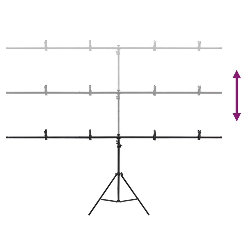 Hintergrundständer T-Form Schwarz 151x60x(70-200) cm