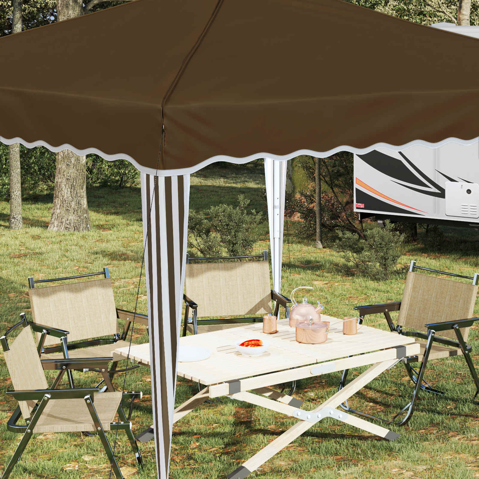 Pop-up Partyzelt 288 x 288 x 245 cm Creme Oxford-Stoff