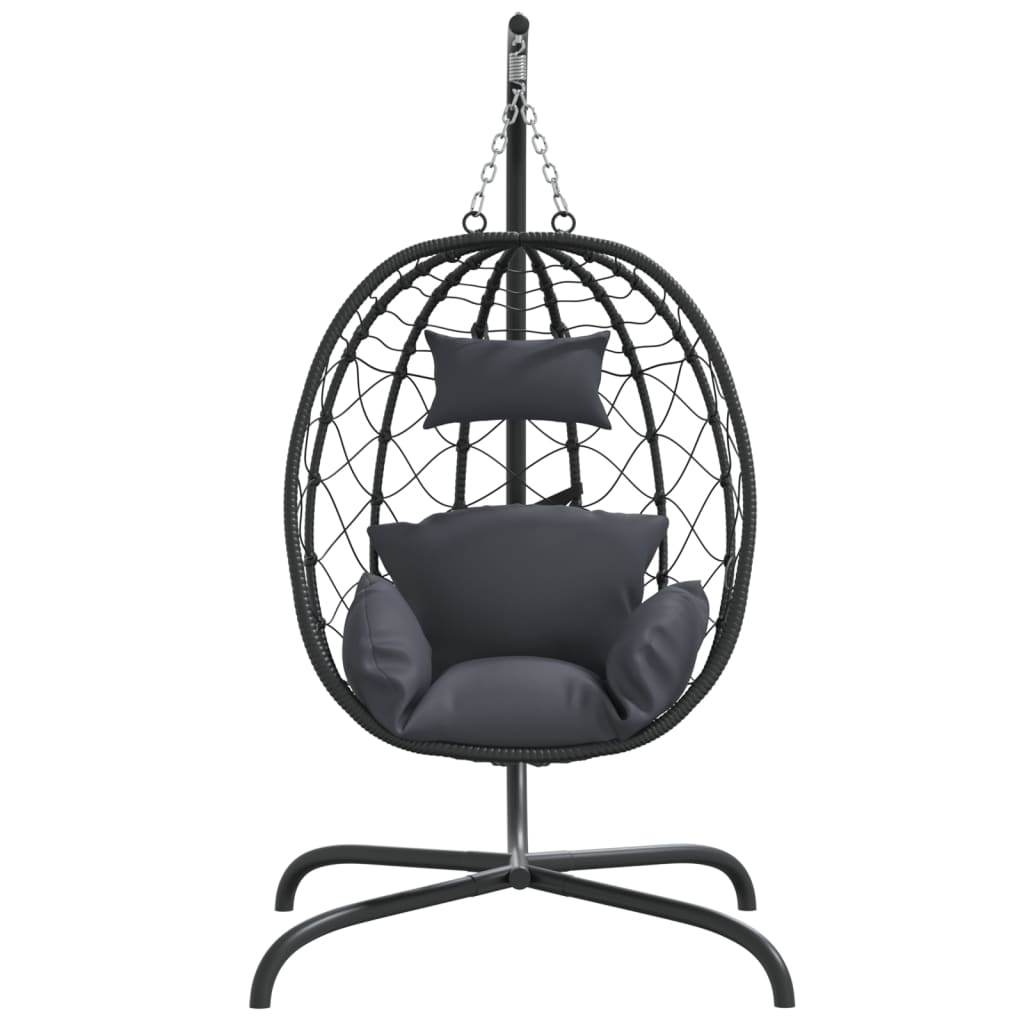 Hängesessel mit Kissen Taupe Poly Rattan & Stahl