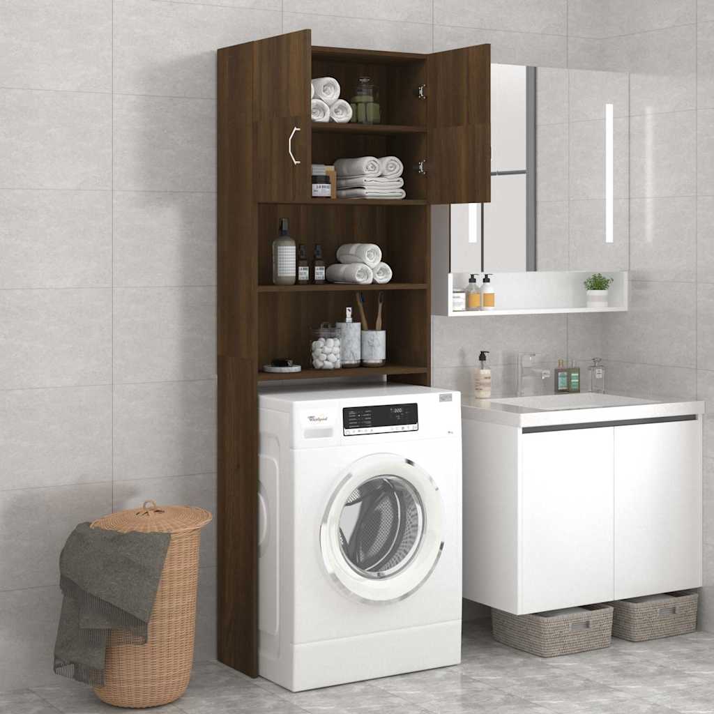 Waschmaschinenschrank Weiß 64x25,5x190 cm Holzwerkstoff