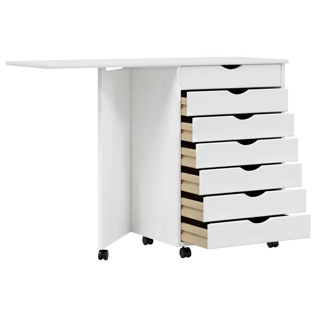 Rollschrank mit Schreibtisch MOSS Honigbraun Massivholz Kiefer