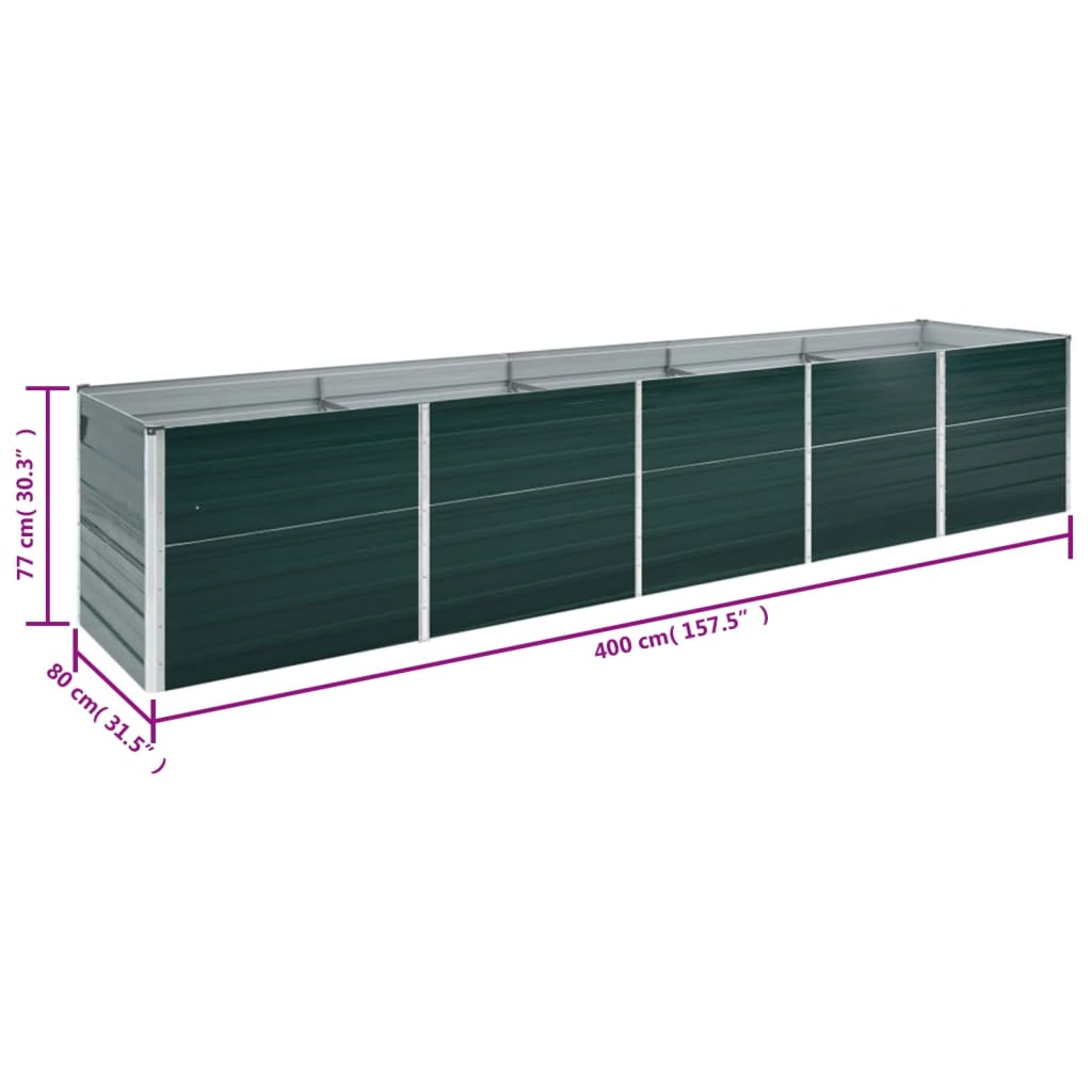 Garten-Hochbeet Verzinkter Stahl 240x80x77 cm Grün