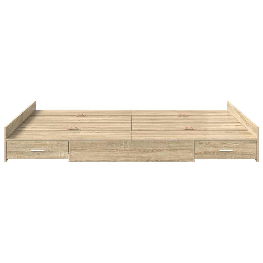 Aufbewahrungsbettgestell Weiß 200 x 200 cm Holzwerkstoff