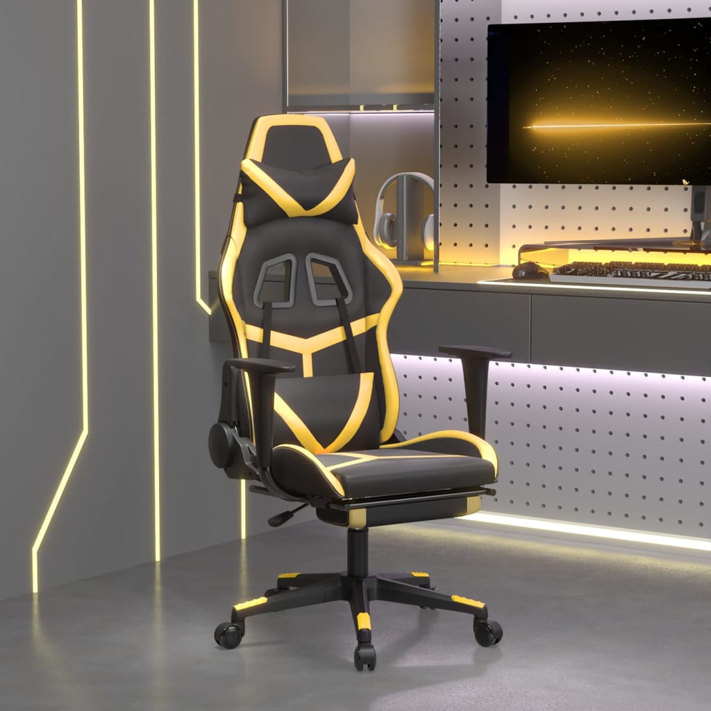 Gaming-Stuhl mit Massagefunktion Schwarz und Grün Kunstleder