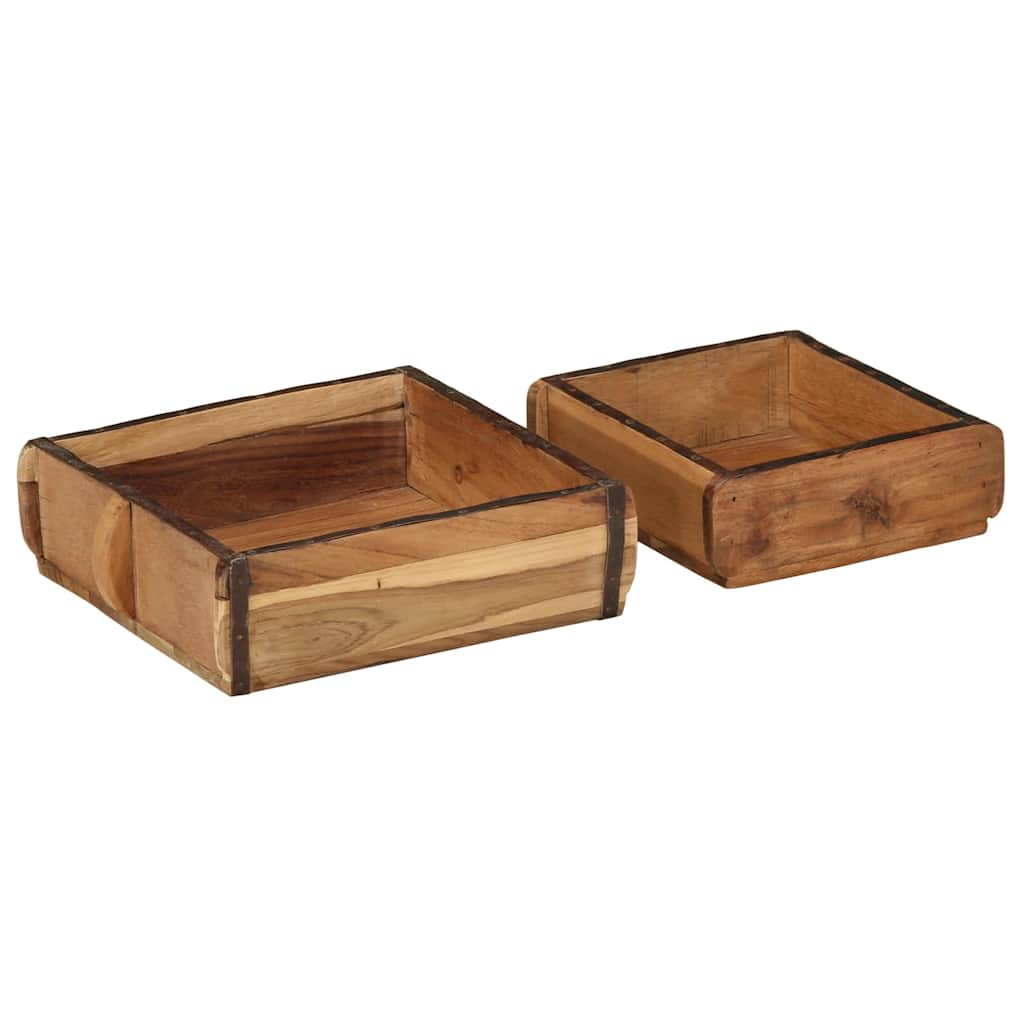 Tablett Braun 30 x 15 x 9 cm Massives upgecyceltes Holz