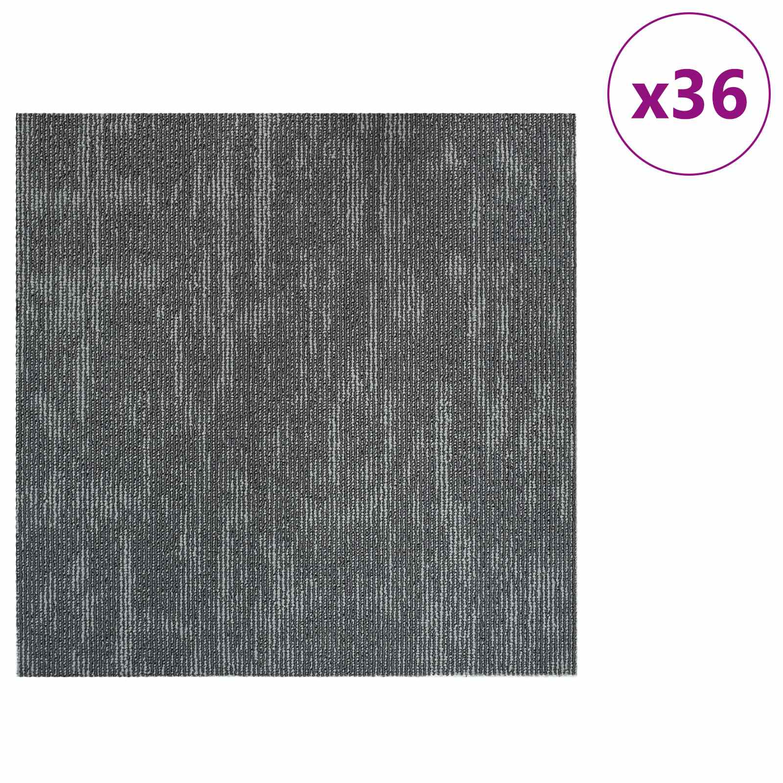 Teppichfliese Hellgrau mit Streifen 50 x 50 cm 4 pcs