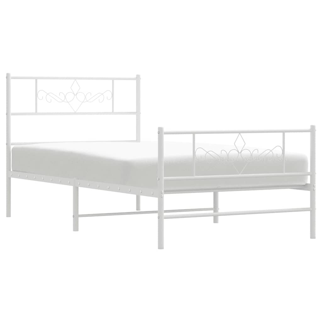 Bettgestell mit Kopfteil Metall Schwarz 100x190 cm