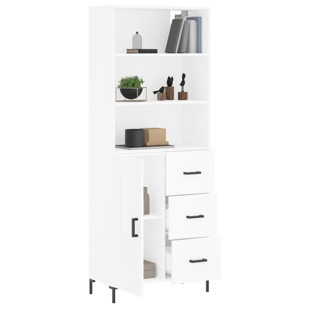 Highboard Hochglanz-Weiß 69,5x34x180 cm Holzwerkstoff
