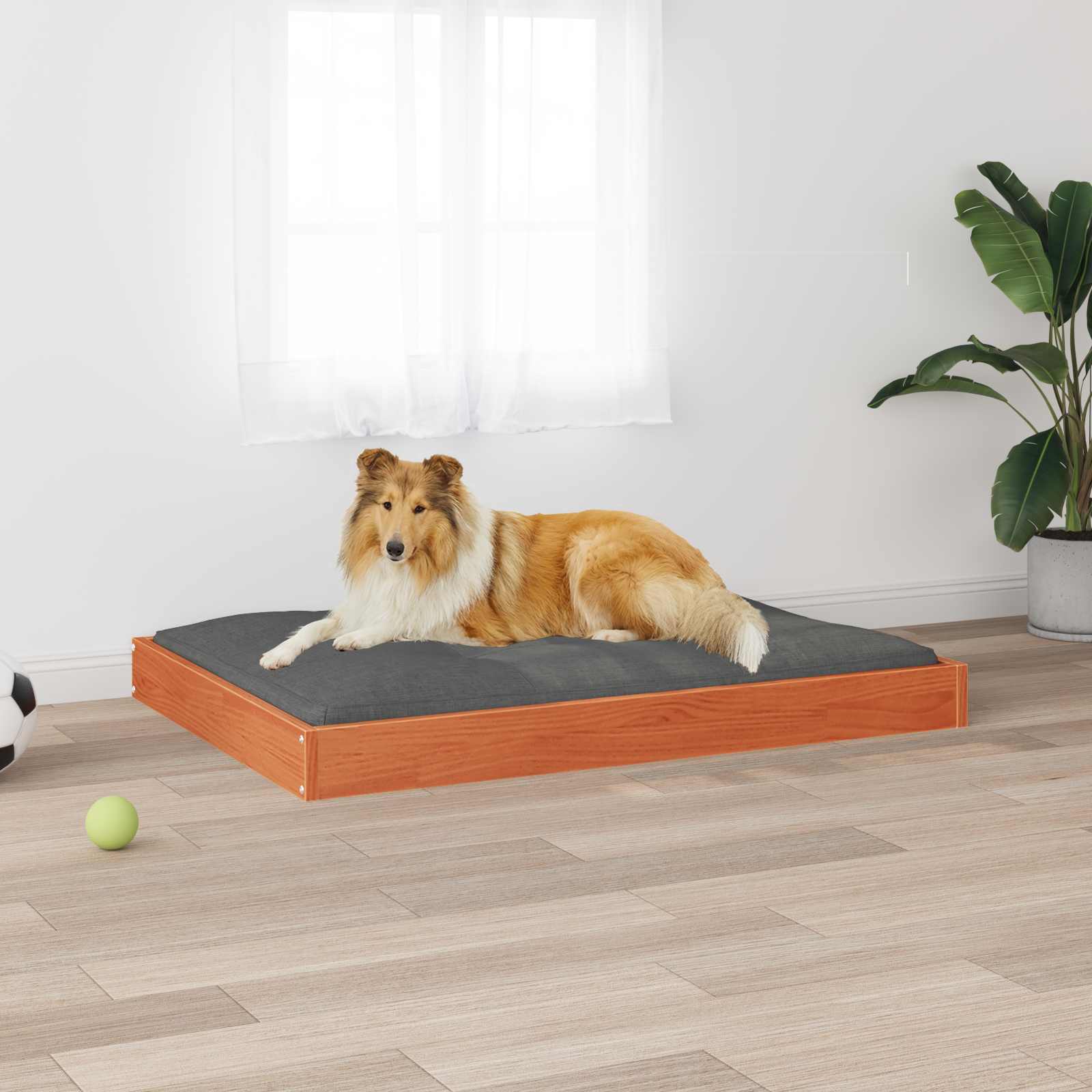 Hundebett 101,5x74x9 cm Massivholz Kiefer