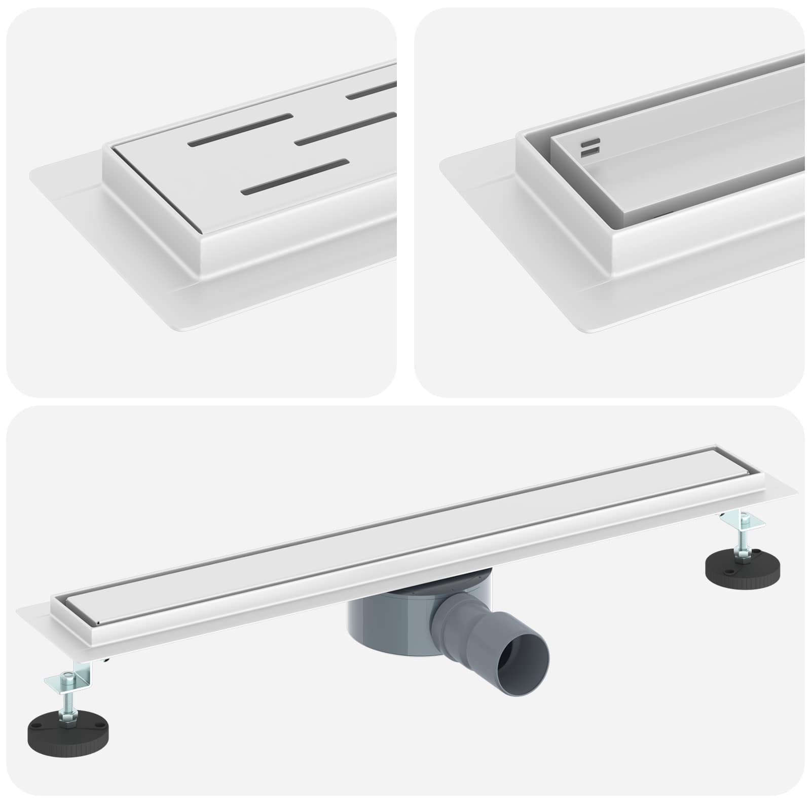 Duschablauf 2-in-1 mit 360° Siphon Silber 54 x 11 x 9,5 cm