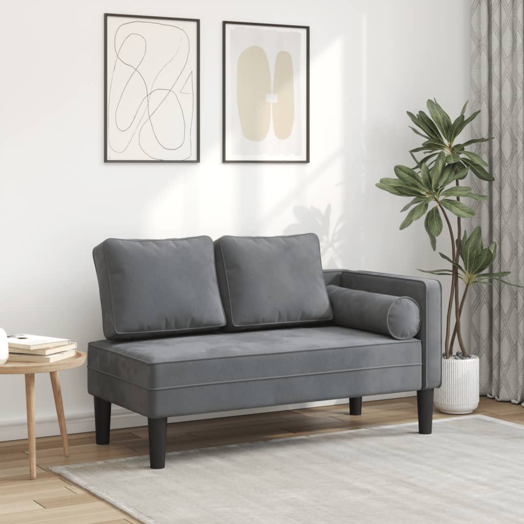 Chaiselongue mit Kissen Blau Samt