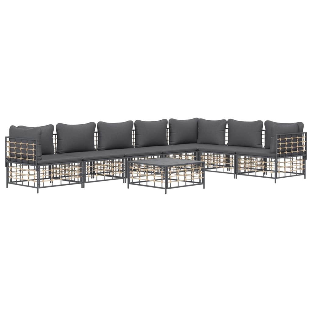 5-tlg. Garten-Lounge-Set mit Kissen Anthrazit Poly Rattan