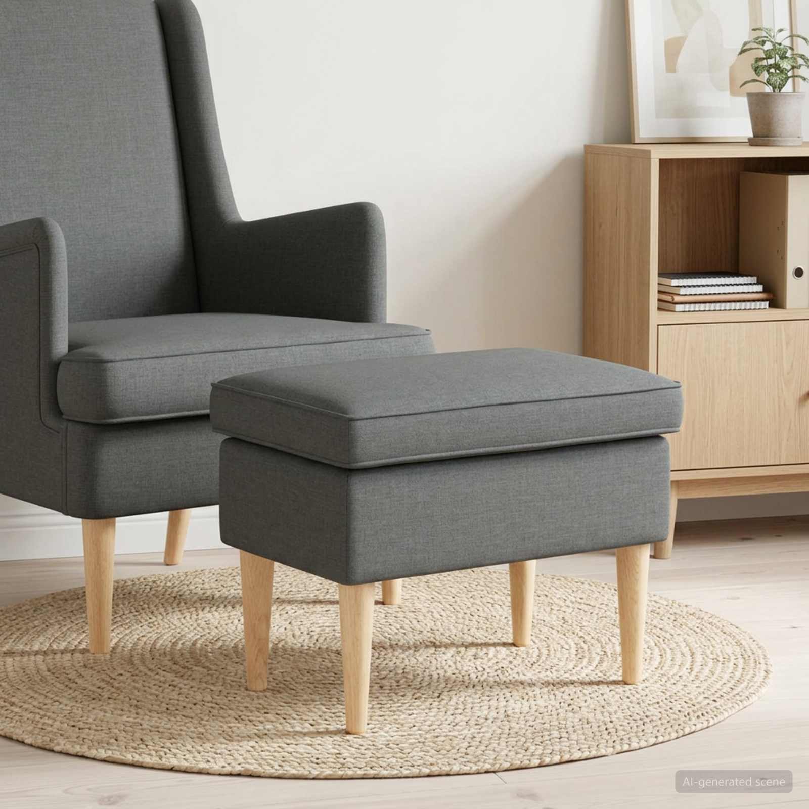 Hocker Hellgrau 55 x 35 x 41 cm Stoff