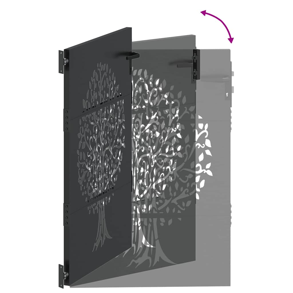 Gartentor 85x75 cm Cortenstahl Baum-Design