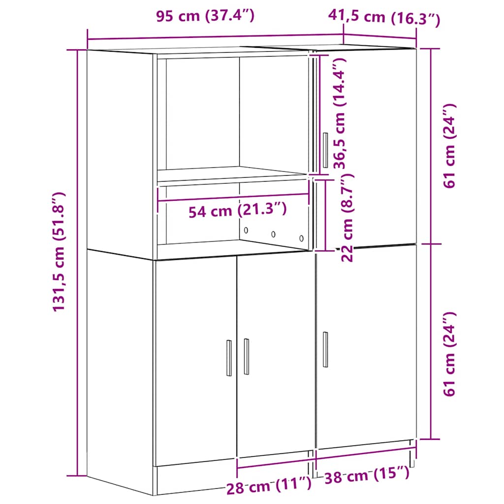 2-tlg. Küchenschrank-Set Weiß Holzwerkstoff