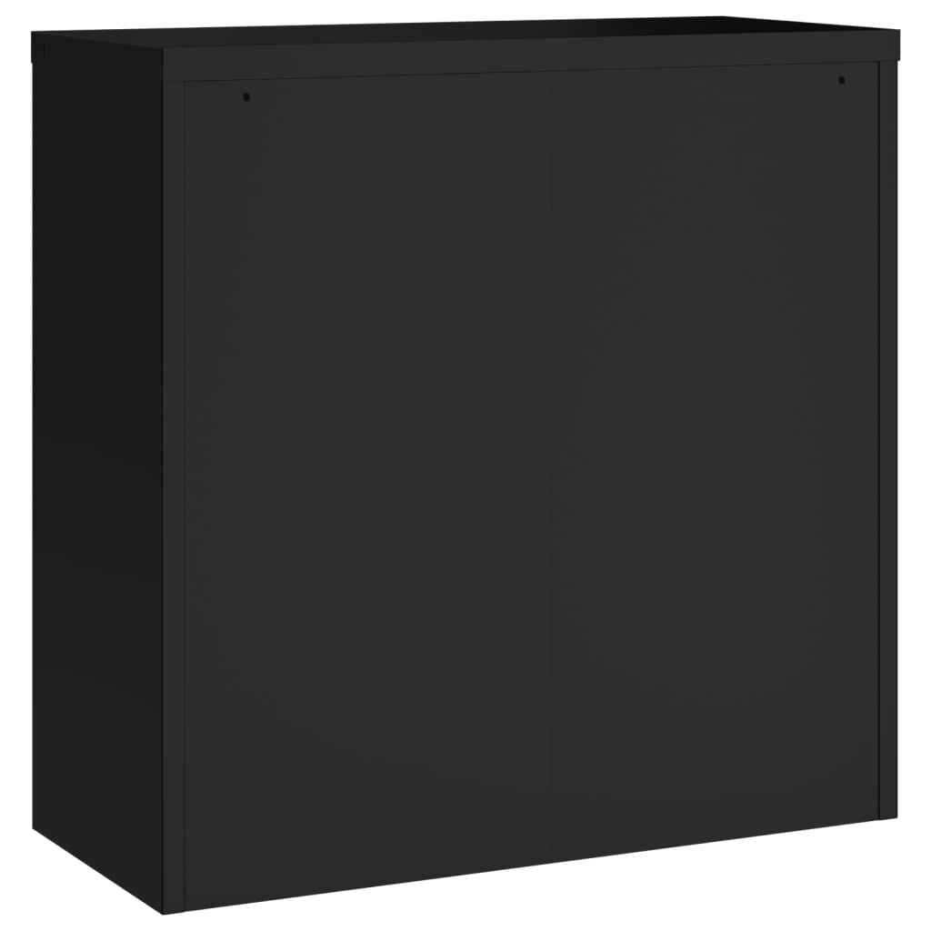 Aktenschrank mit 2 Türen Grau 90 cm Stahl
