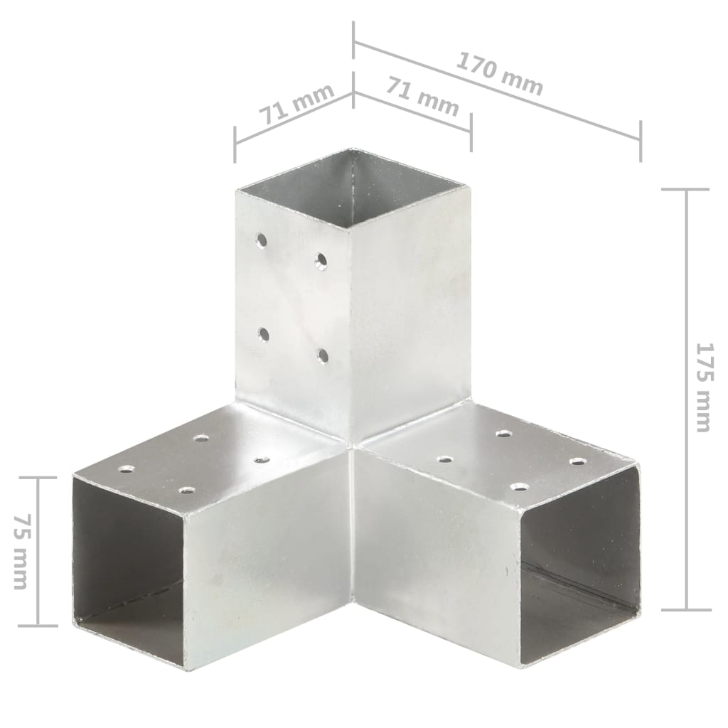 Pfostenverbinder L-Form Verzinktes Metall 71 x 71 mm